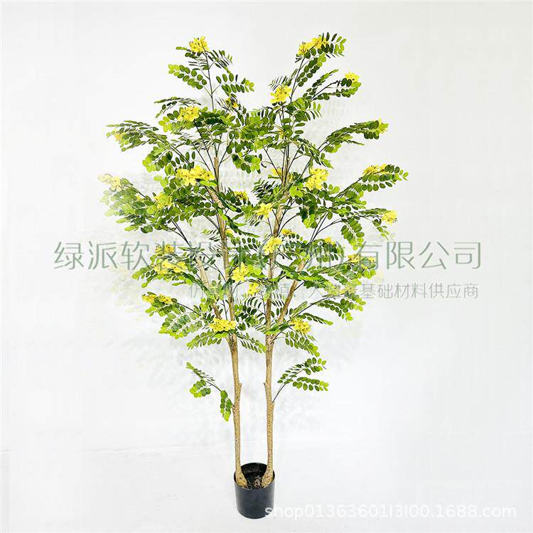 仿槐真黄槐家花树黄JAO花叶花树叶槐树园林工真程造景居装饰仿绿