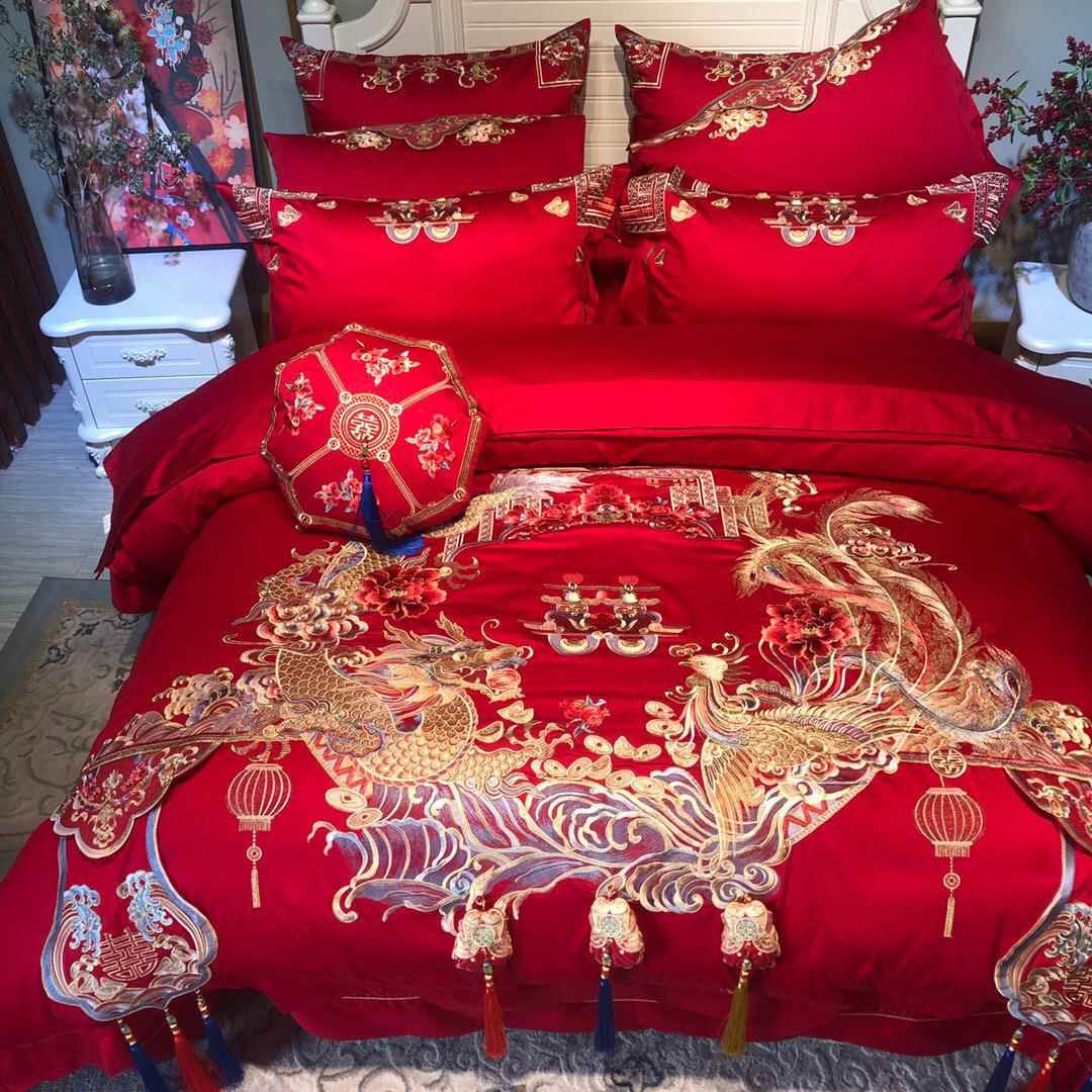 意大利高精密刺绣120S匹马棉四件套 奢华全棉纯棉样板房1.8米床品