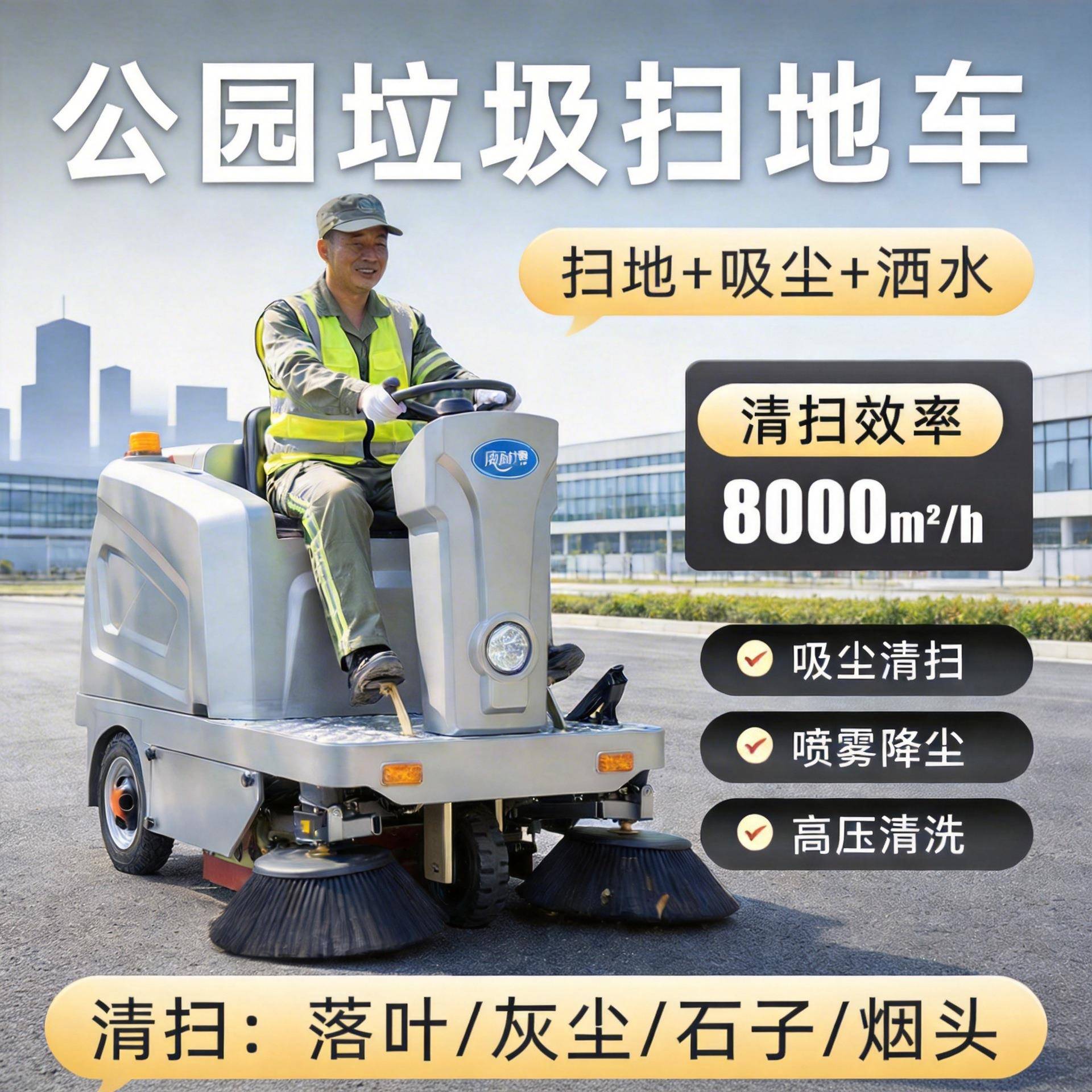 电动扫地机工厂用物业道路环卫驾驶式清扫车全自动