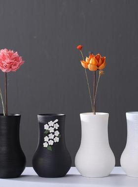 花瓶创意欧式白色手工拉丝螺纹陶瓷花瓶家居装饰工艺品摆件插花器