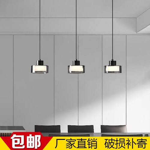 新款意式极简卧室床头灯北欧现代简约吧台全铜玻璃餐厅三头吊灯