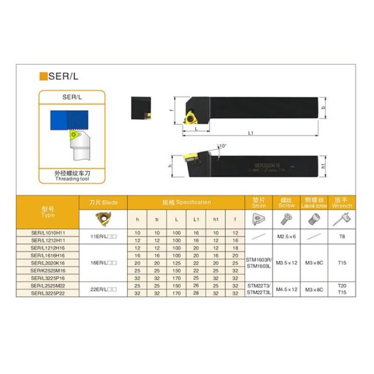 数控车刀外螺纹刀杆SER20