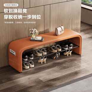 轻奢高级感换鞋凳家用入户门口可坐鞋架柜一体免安装卧室床尾凳子
