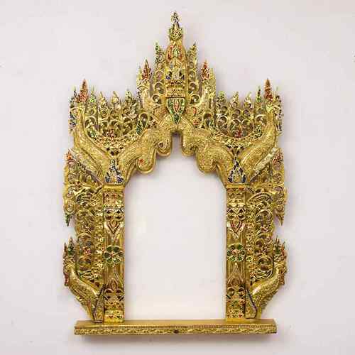 东南亚梳妆台化妆镜洗手间挂墙镜子泰国实木雕花镜框玄关卧室壁饰