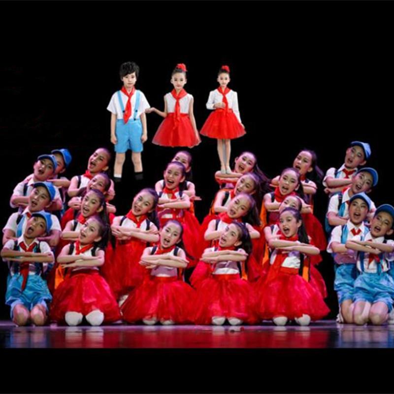 我是红领巾表演舞蹈服装中小学生儿童纱裙合唱服少先队员演出服装