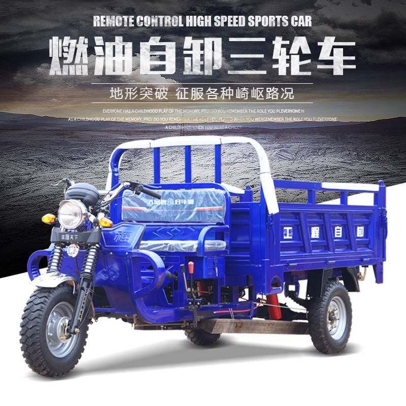 三轮摩托车坐式款助力燃油货运农用轮车五双自卸坡JL125ZH翻斗爬