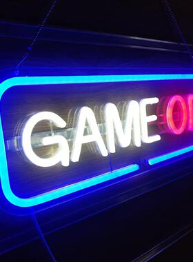 led霓虹灯GAMEON背板造型游戏装饰灯供货