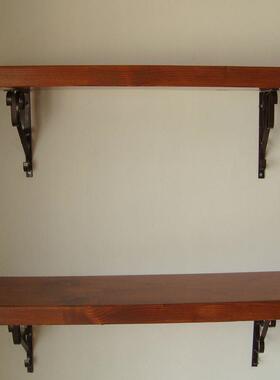 7K墙上置物架壁台挂桌架多层木书架实一字复古WAI隔板板面上墙搁