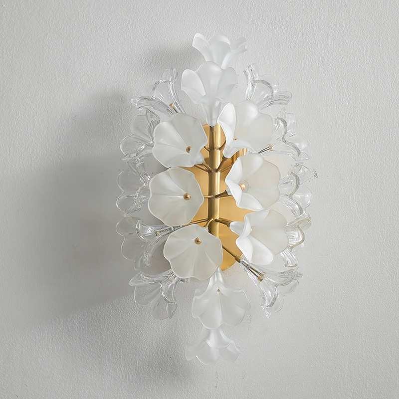 法式轻奢茉莉花朵水晶壁灯浪漫温馨客厅玄关卧室床头过道走廊氛围