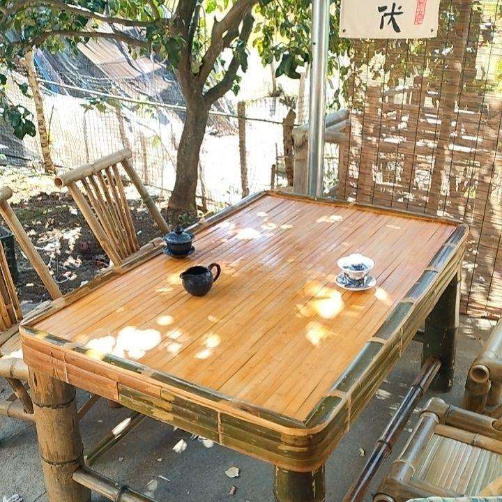 XN纯手工竹桌子竹茶桌餐桌茶几商用办公家用椅子庭院火锅复古竹桌