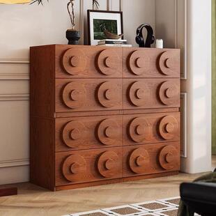 美式中古风卡门柜斗柜家用客厅储物柜组合电视柜卧室收纳柜床头柜