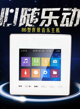 酒店家庭智能背景音乐功放主机内存蓝牙播放控制器86型嵌入式