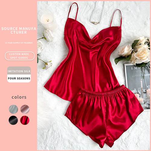 Four Set Women Draped Pyjama Casual Spaghetti Strap Cami