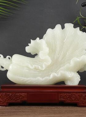 物中玉白玉系列白菜摆式件招财开业礼客厅办公乔室礼品雕刻迁玉石