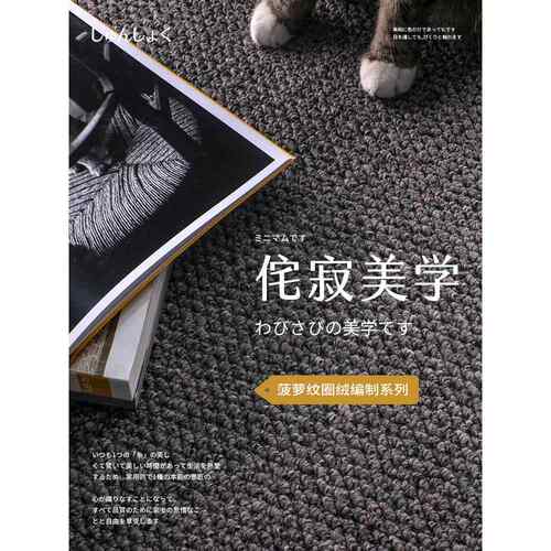 彷剑麻质感客厅地毯书房民宿卧室沙发飘窗侘寂极简现代素色定制