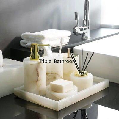 White Onyx Natural Marble Bathroom Set Luxury Soap