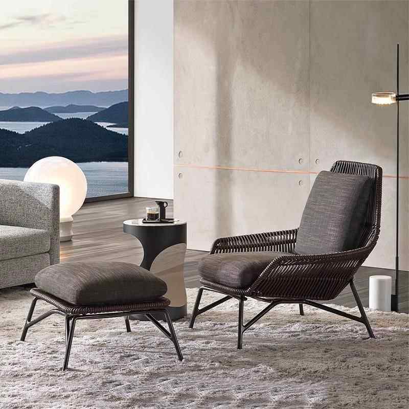 北欧户外阳台藤椅别墅庭院花园阳光房露天室外休闲懒人藤编沙发椅