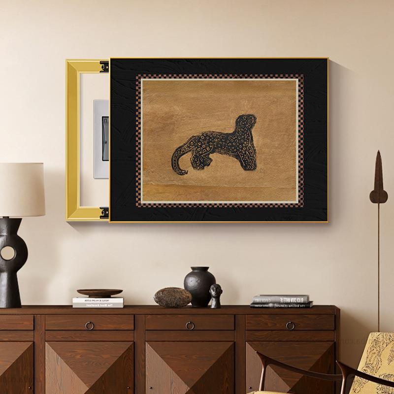 法式复古电表箱装饰画高级免打孔2024新款抽象餐厅配电箱遮挡挂画