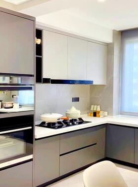 现代柜T020-2简约轻奢法式储物全屋石材多层铝板合金不钢锈整体厨