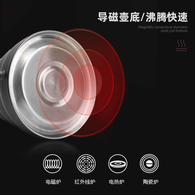 咖啡粉手冲壶 304不锈钢咖啡壶日式带温度显示木纹手柄咖啡长嘴壶