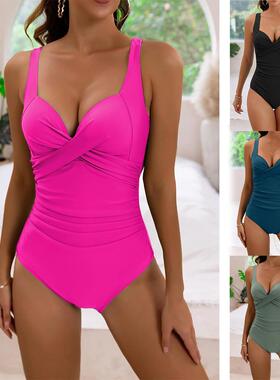 One-piece swimsuit, women's belly covering, crossed