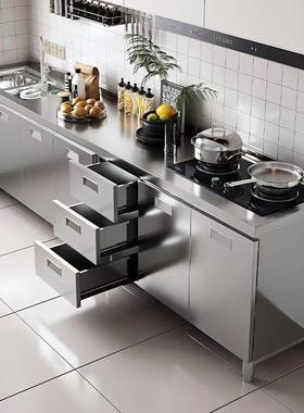 04不锈钢橱柜简灶台落地一体式收3纳合碗柜家80512用加易厚厨组房