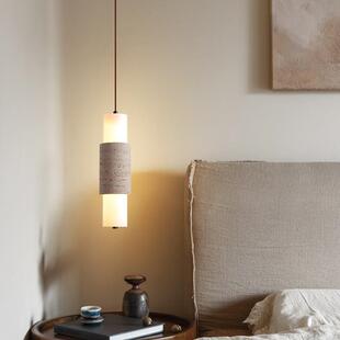 千禧卧室床头吊灯黄洞石中古风设计师款led可升降小吊线2026新款