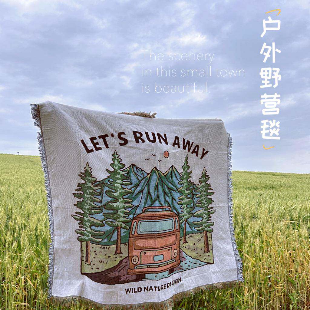 野营毯户外桌布野餐垫露营背景布盖巾露营基地布置氛围装挂毯饰布