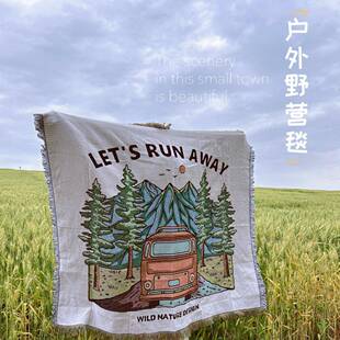 挂毯饰布 野营毯户外桌布野餐垫露营背景布盖巾露营基地布置氛围装
