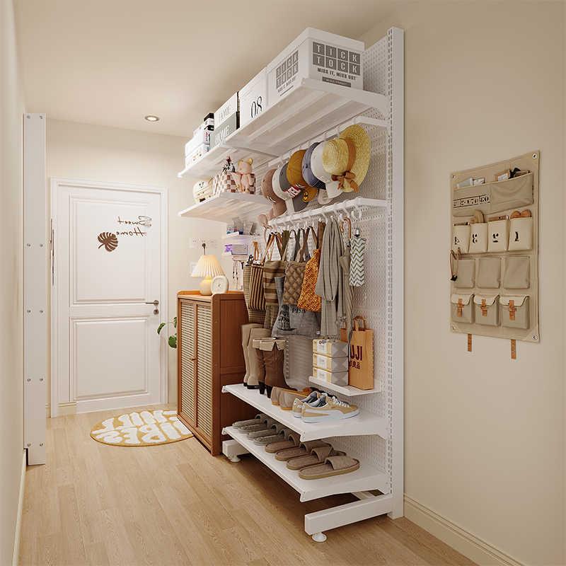 入户洞洞板衣帽架门后玄关落地置物架子不占地方的挂衣架家用货架