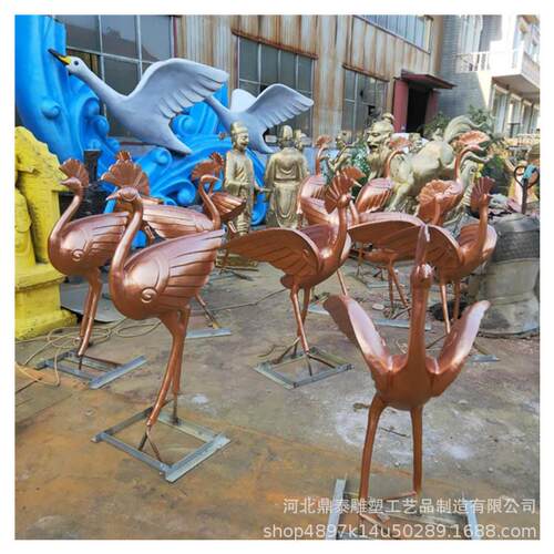 铜铜雕厂家专业 长寿鹤 鹤登龟 仿古色铜雕鹤 广场铸铜 仙鹤