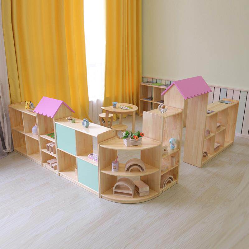 直销幼儿园组合柜儿童实木储物架幼儿园区域柜组合柜区角柜子