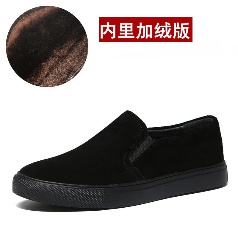 高档男鞋百搭懒乐福鞋男休闲鞋韩板版鞋鞋一脚蹬人潮流子加绒保暖