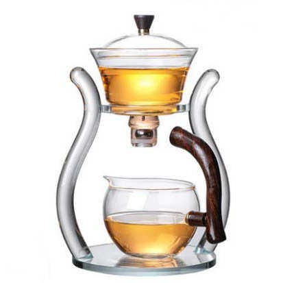 网红创意自动玻璃功夫茶具茶杯套装透明泡茶器简约耐热懒人茶壶