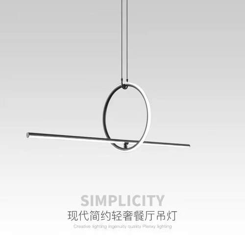 北欧现代简约设计师款意式极简几何创意餐厅吧台餐桌一字长条吊灯