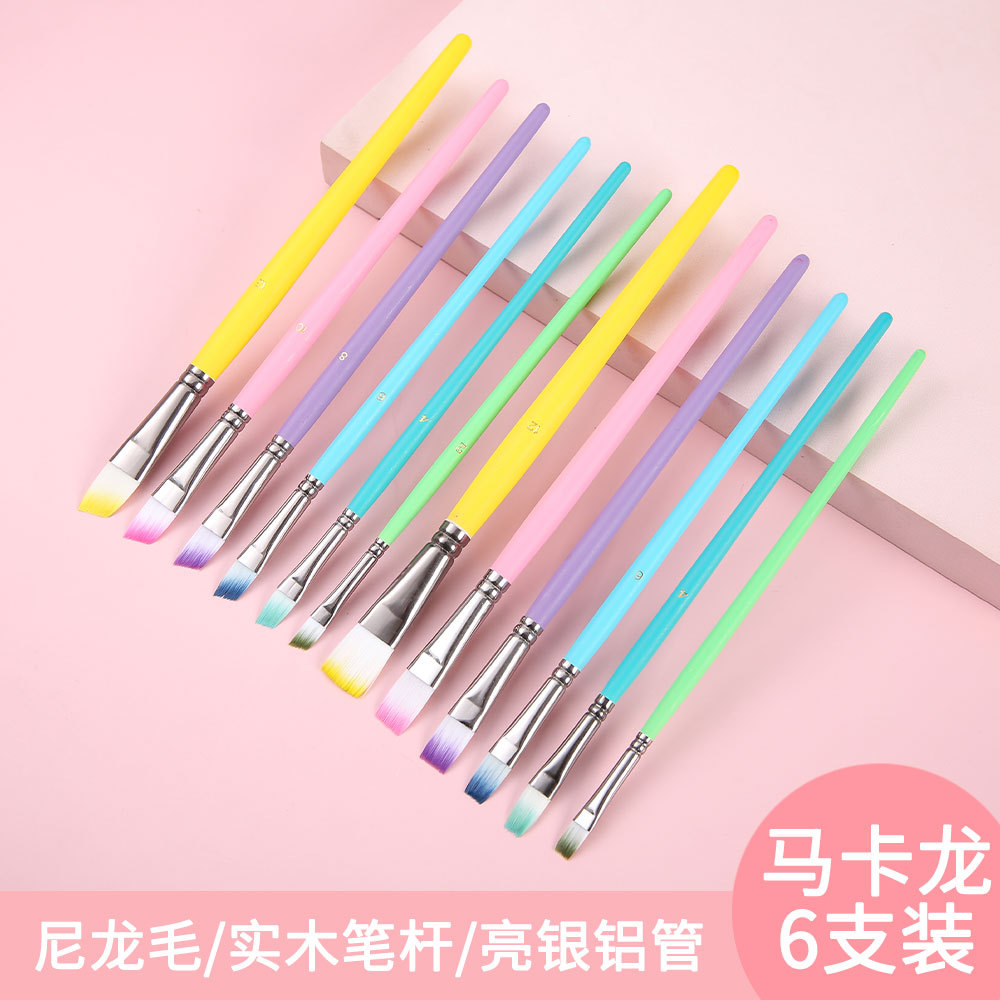 马卡龙跨境套装尼龙油画画笔画刷