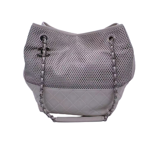 95新Chanel 香奈儿白色网格拼皮购物袋单肩腋下包女款