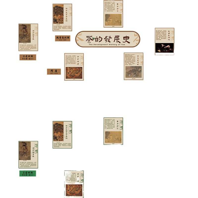 茶室背景墙装饰画茶道文化墙贴茶馆茶叶店壁纸感氛围布置用品小中