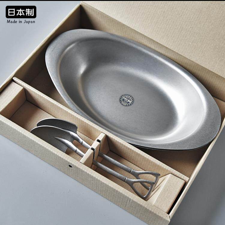 日本青芳制作所饭盘进口不锈钢复古碗餐具创意吃饭勺子露营意面盘