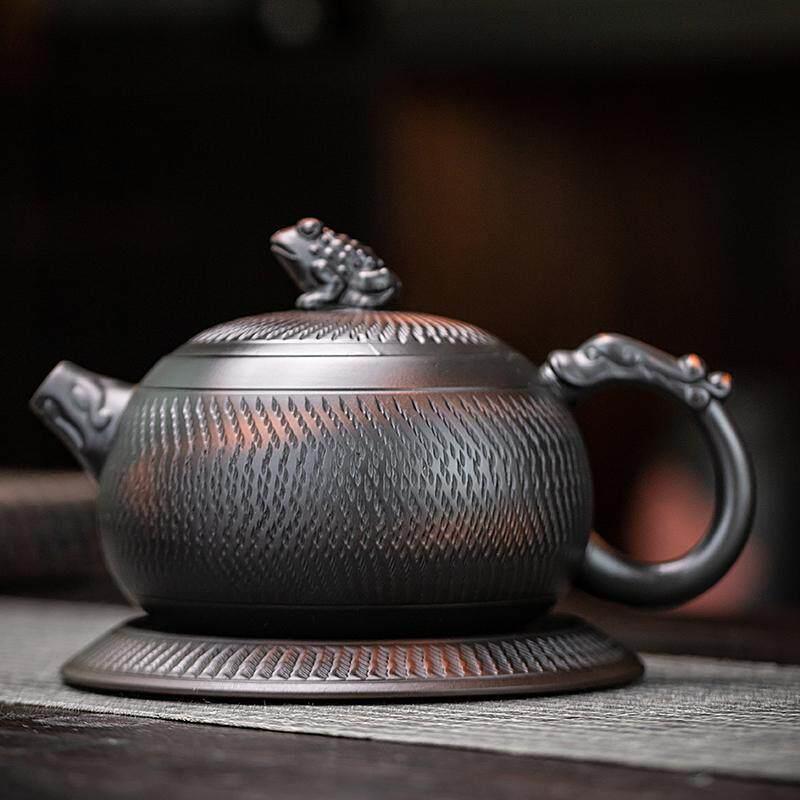 建水紫陶茶壶茶具大容量紫砂壶纯手工跳刀泡茶凤鸣壶家用茶具套组