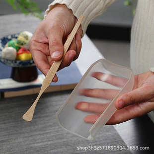 收藏手作玻璃茶则磨砂茶荷倒茶器加厚耐热茶具配件茶道茶艺竹拨