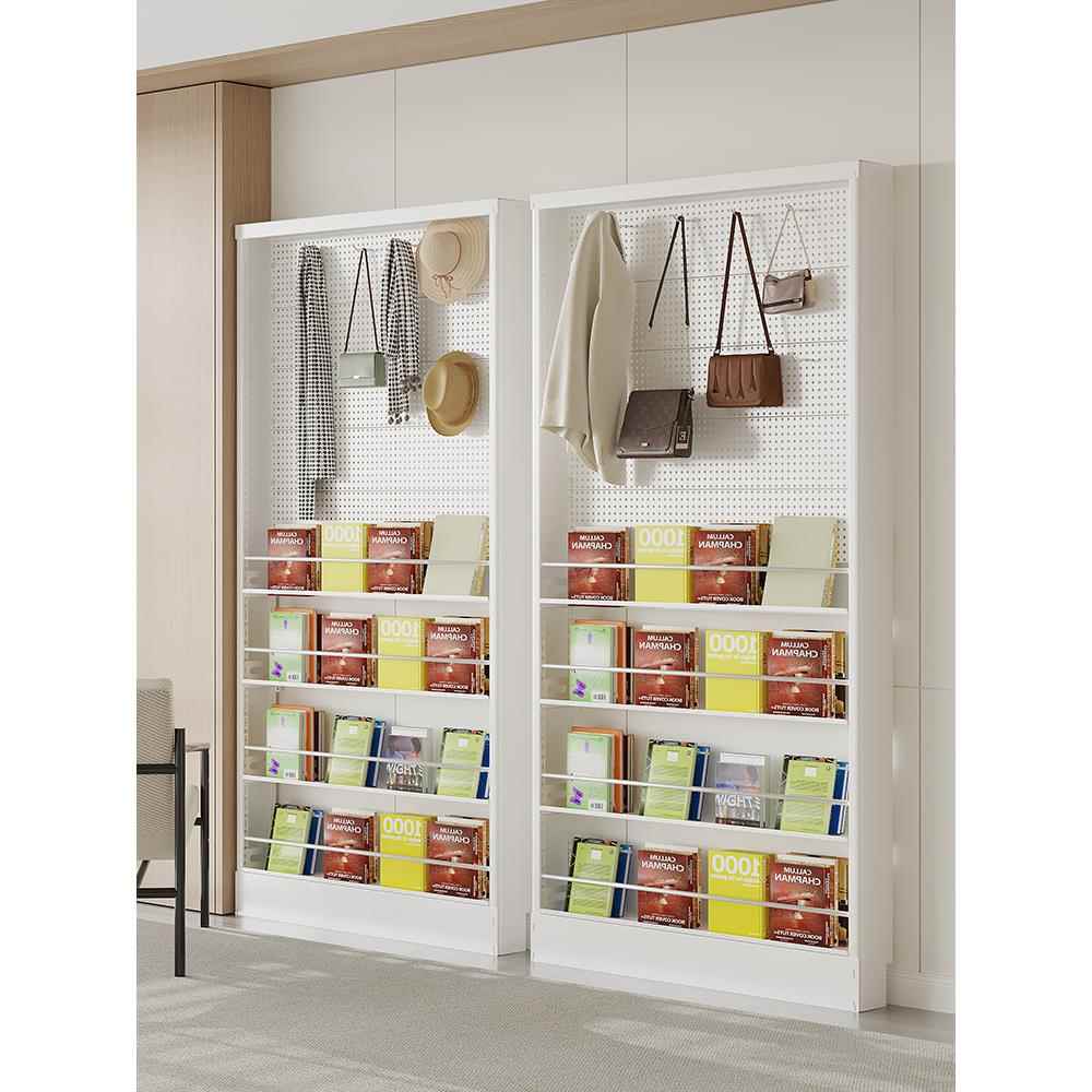 可定制金属门后洞洞板置物架一体靠落地墙极窄收纳储物架超薄书架