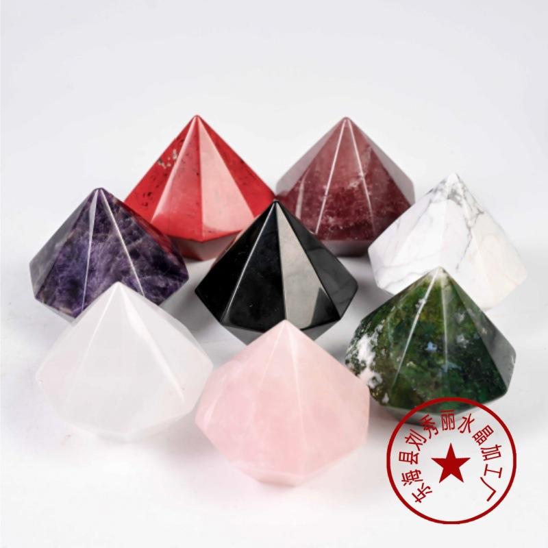 天然水晶粉晶钻头手工雕刻件手把件家居装饰摆件等水晶工艺品