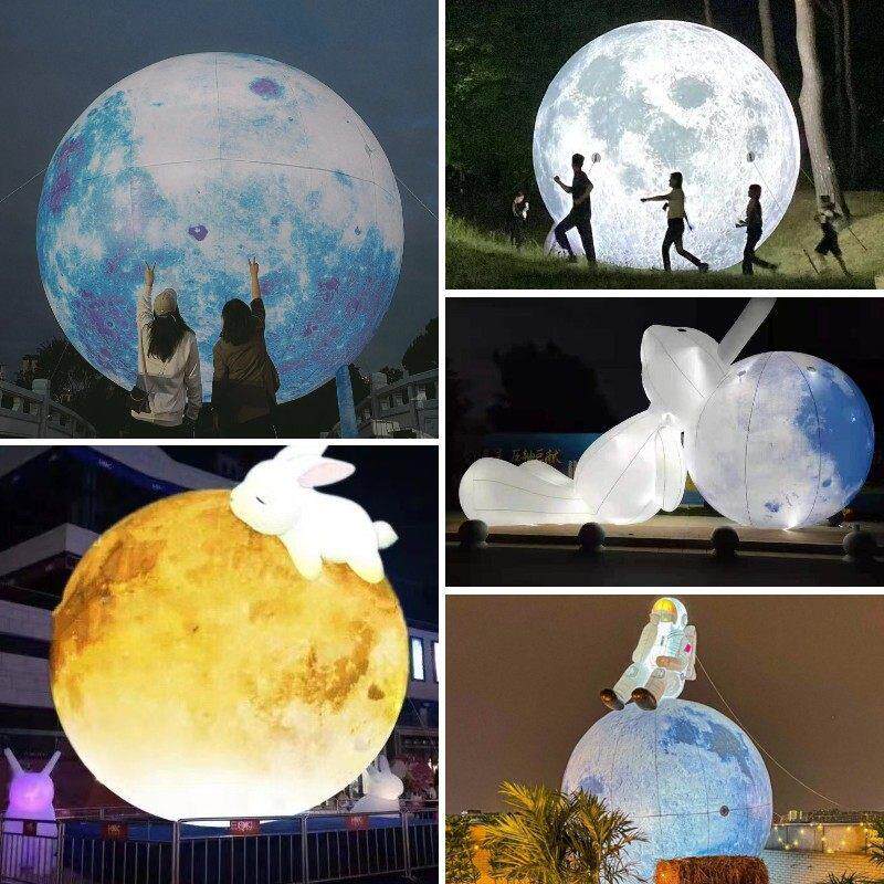 充气月球气模中秋节大型发光月亮玉兔太空人月兔星球模型商场美陈