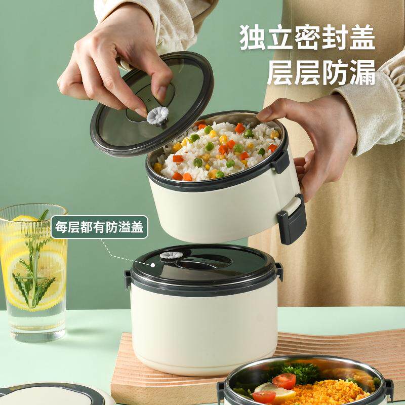 新款直销新品304不锈钢圆形餐盒上班族饭盒多层学生分类微波炉便