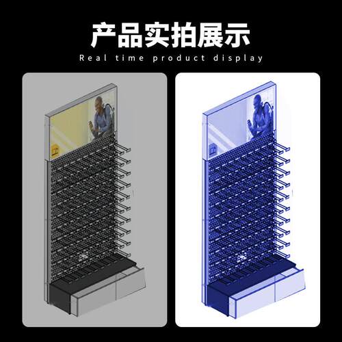 外贸发光logo广告灯箱展架洞洞板陈列架带地柜展示架发光展示架