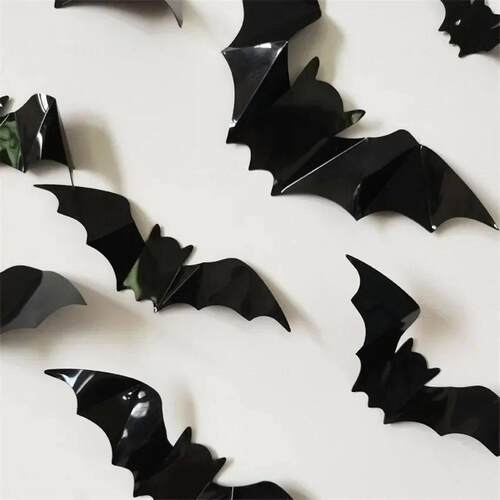 16pcs Halloween 3D black bat Wall Stickers Halloween party D