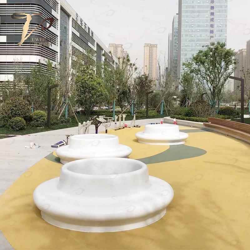 玻璃钢白色大型树池户外园林景观花池座椅学校小区公共种植休闲椅