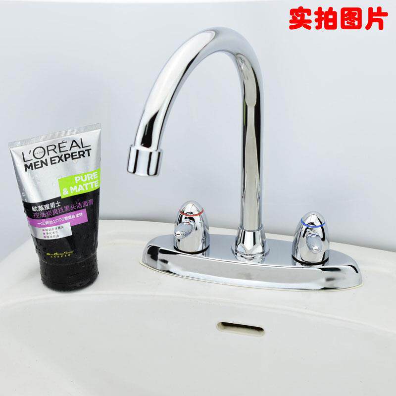 全铜洗脸盆菜盆水龙头冷热双孔面盆台盆洗脸盆水龙头卫生间混水阀