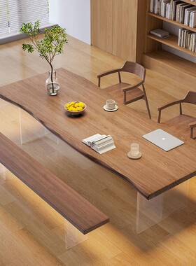 GB-20251去客厅化泡桌茶合桌实木书悬椅组现代简约家用餐桌浮长条